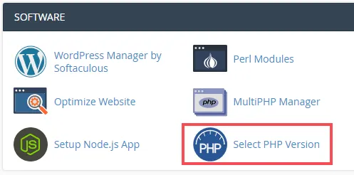 Chọn select PHP Version