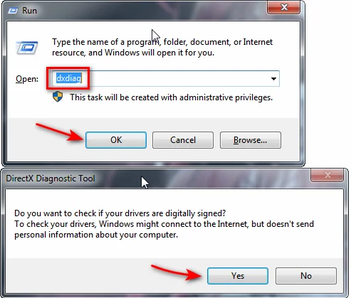 Mở DirectX Diagnostic Tool trên Windows 7